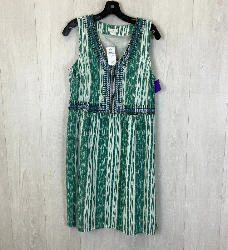 Price Fest Green & White Dress Casual Midi J. Jill, Size S