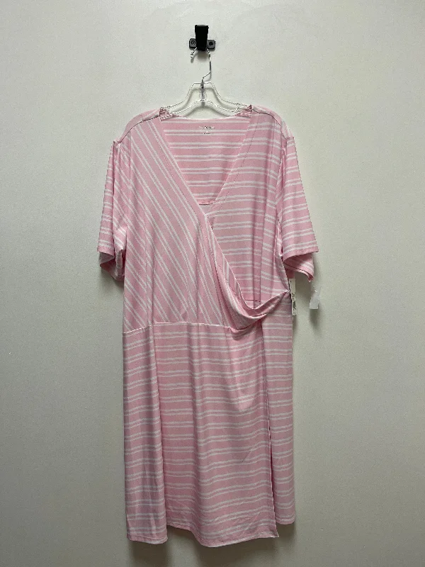 Deal Explosion Pink & White Dress Casual Short Kim Rogers, Size 3x