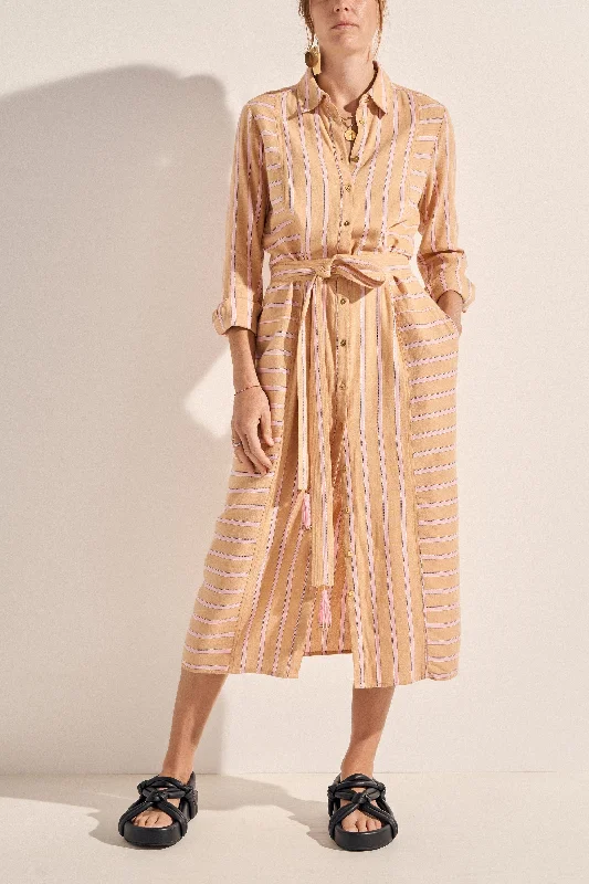 Special Savings Ajax Camel Stripe Shirtdress