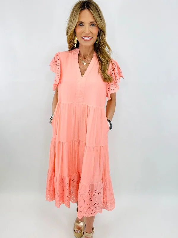 Deal Frenzy PEACHES AND CREAM MIDI DRESS--RESTOCK ALERT