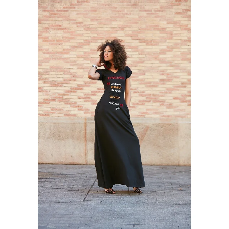 Mega Sale VELVET APPLIQUE JE PARLE LAGOS HOODED DRESS