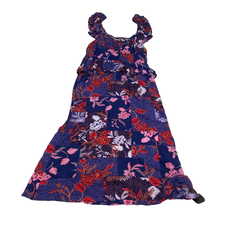 Deal of the Day Blue & Red Dress Casual Midi Sofia By Sofia Vergara, Size Xxl