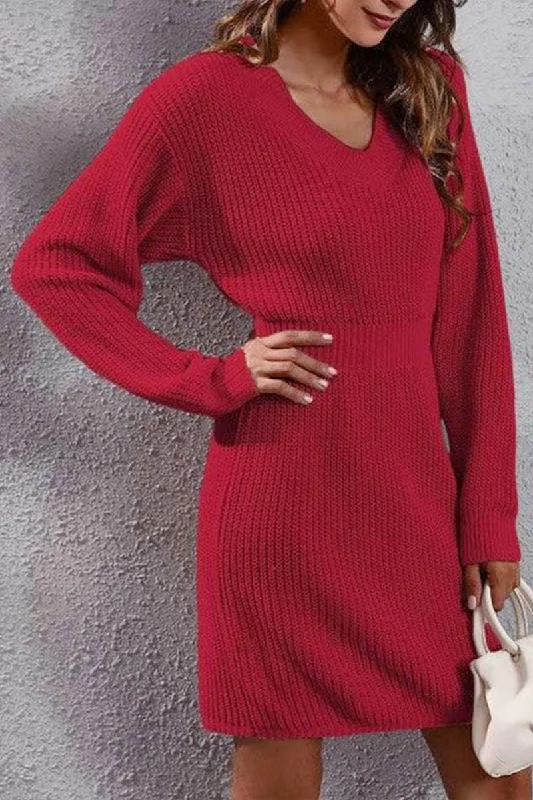 Instant Discount V NECK LONG SLEEVED WAIST SWEATER