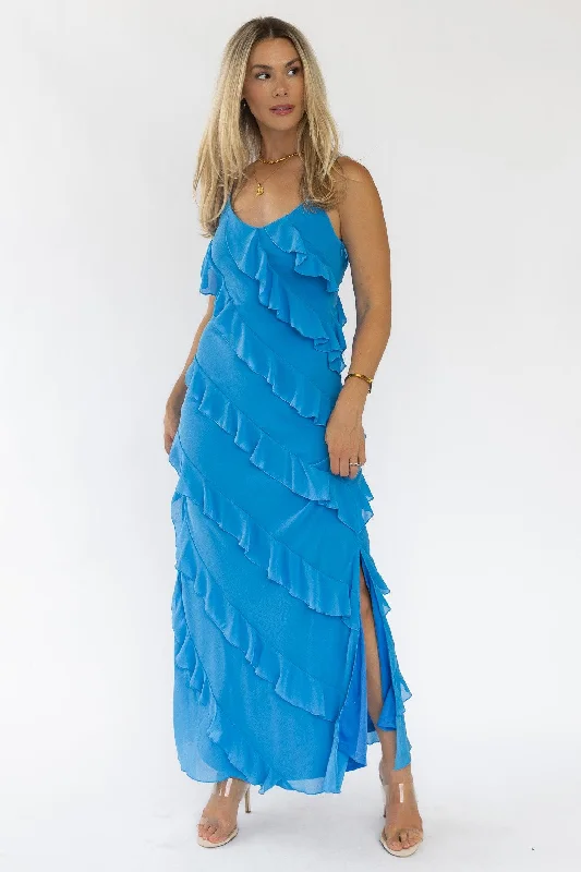 Value Deals Caelyn Blue Tiered Maxi Dress - Final Sale