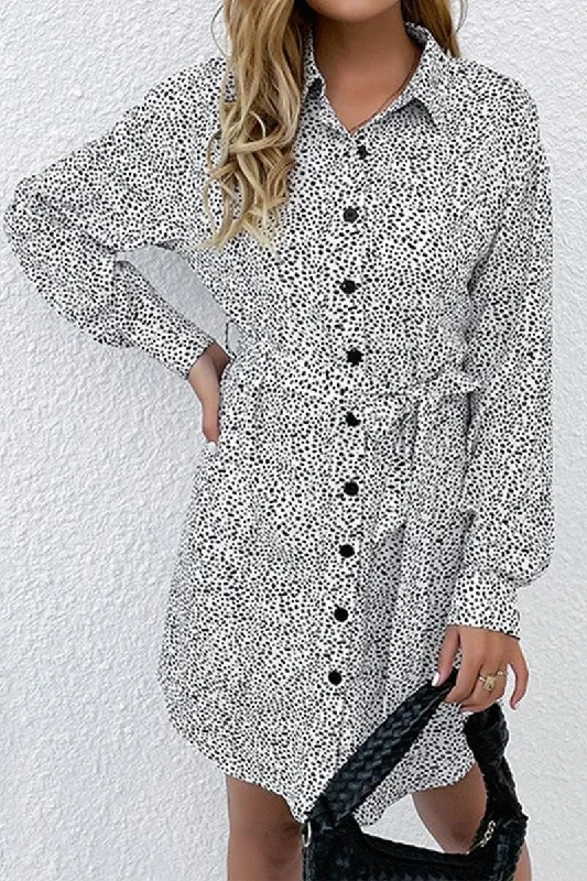 Major Savings ANIMAL PATTERN BUTTON DOWN MIDI DRESS