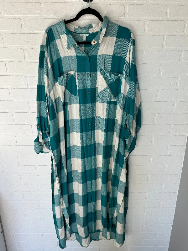 Special Savings Green & White Dress Casual Maxi Cato, Size 4x