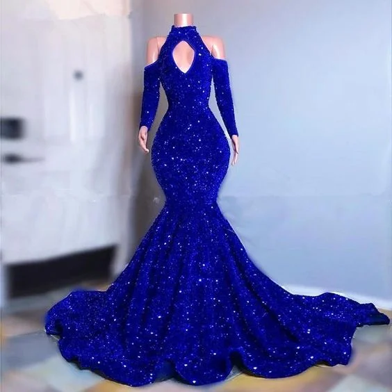 Price Blitz Sparkly Long Sleeves Mermaid Floor-Length Prom Dress,DS4731