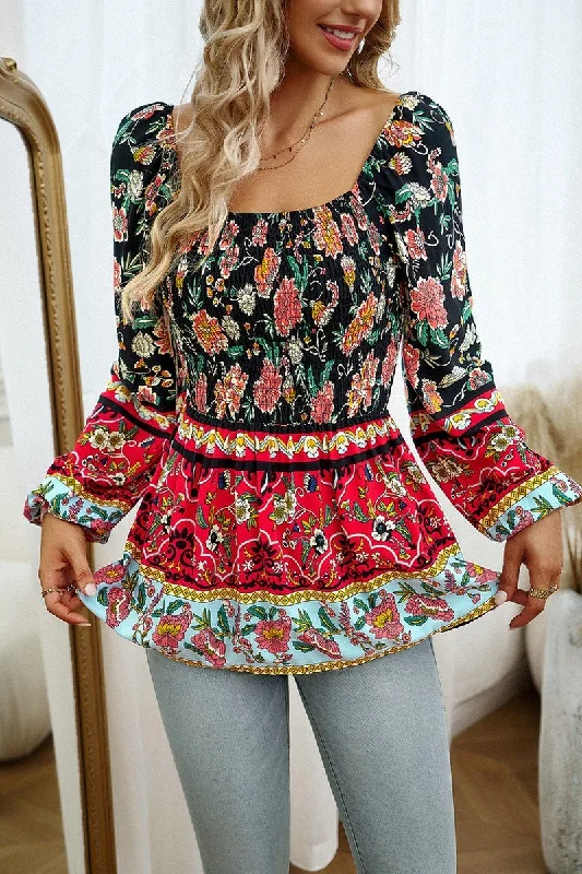 Flash Deals WOMEN BOHEMIAN SQUARE NECK TUNIC LENGTH DRESS