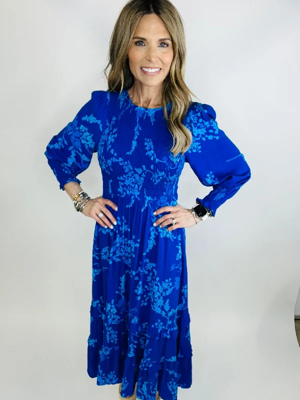 Inventory Reduction Gentian Floral Ludlow Smocked Maxi Dress-RESTOCK ALERT