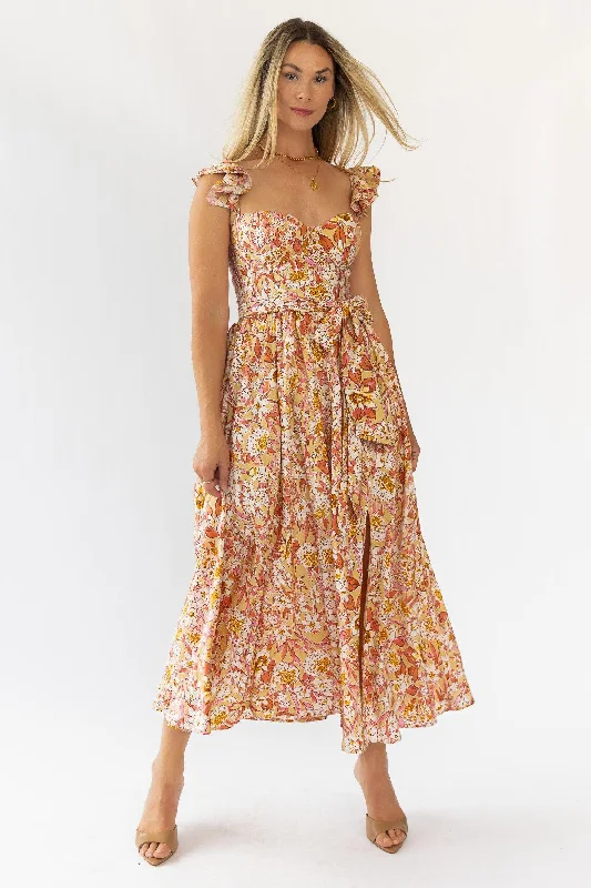 Overstock Vara Corset Floral Maxi Dress