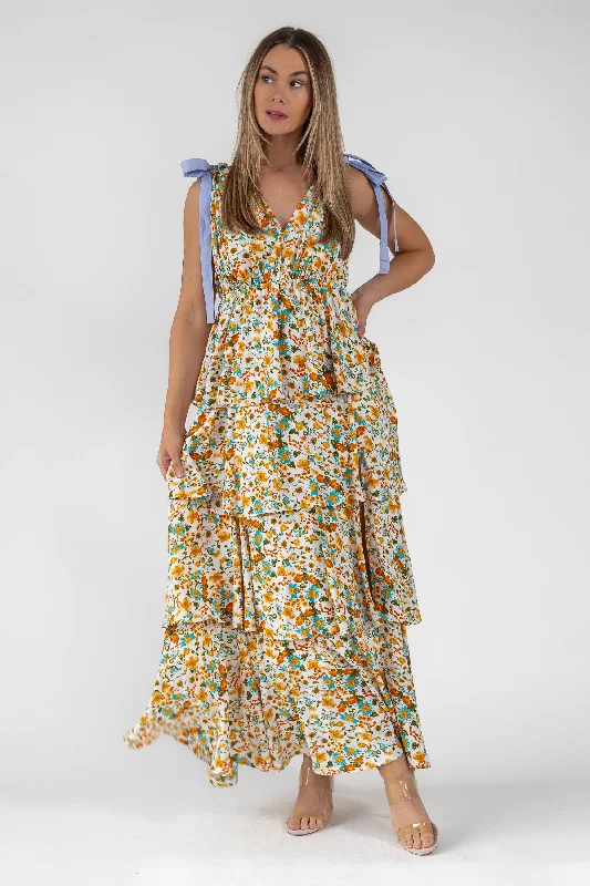 Special Savings Shaina Yellow Floral Maxi Dress