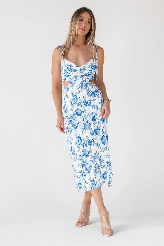 Sale Event Adair Blue Floral Plisse Dress