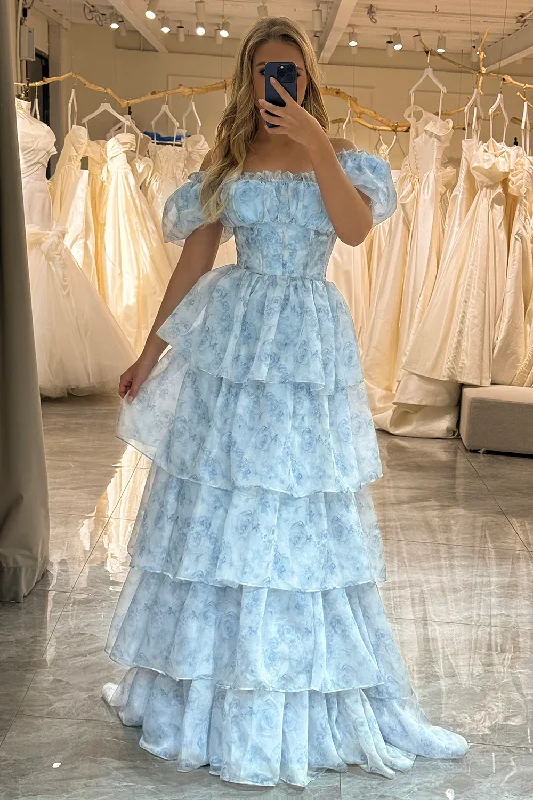 Year-End Sale Pale Blue A-Line Layers Chiffon Long Party Dress Evening Gown,DP1807 Year-End Sale Pale Blue A-Line Layers Chiffon Long Party Dress Evening Gown,DP1807