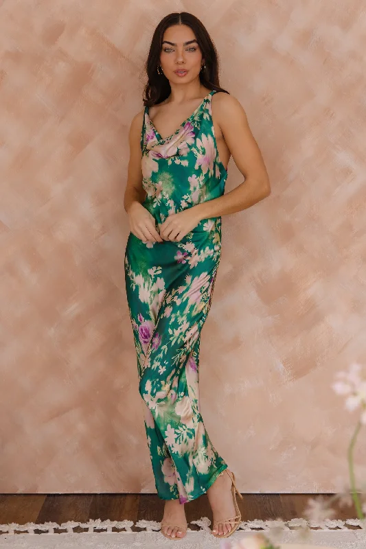 Hurry In Fern Green Garden Slip Dress