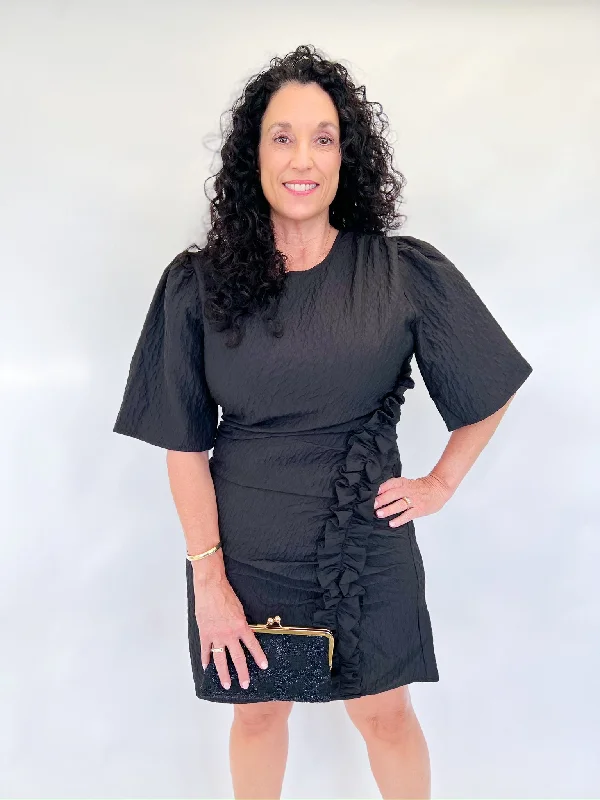 Deep Discounts Georgia Black Ruffle Mini Dress