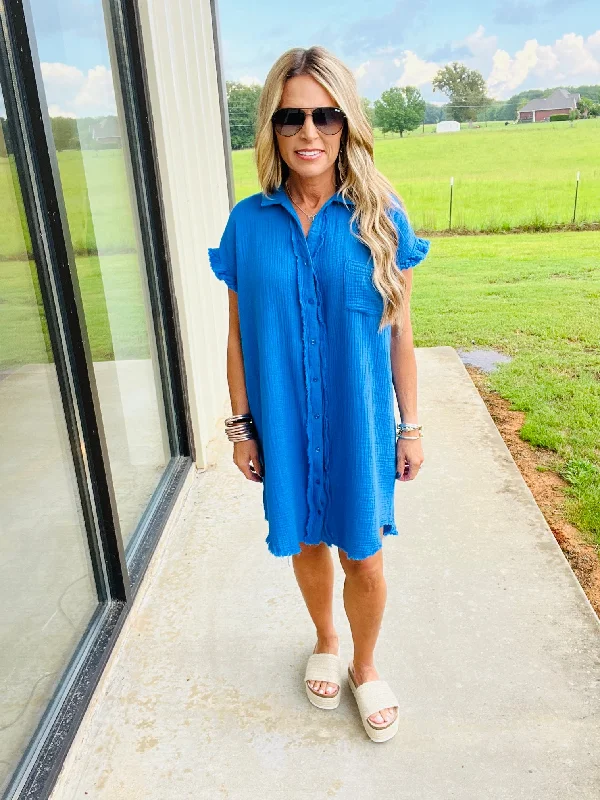 Take Advantage EASE YOUR MIND DRESS- SAPPHIRE