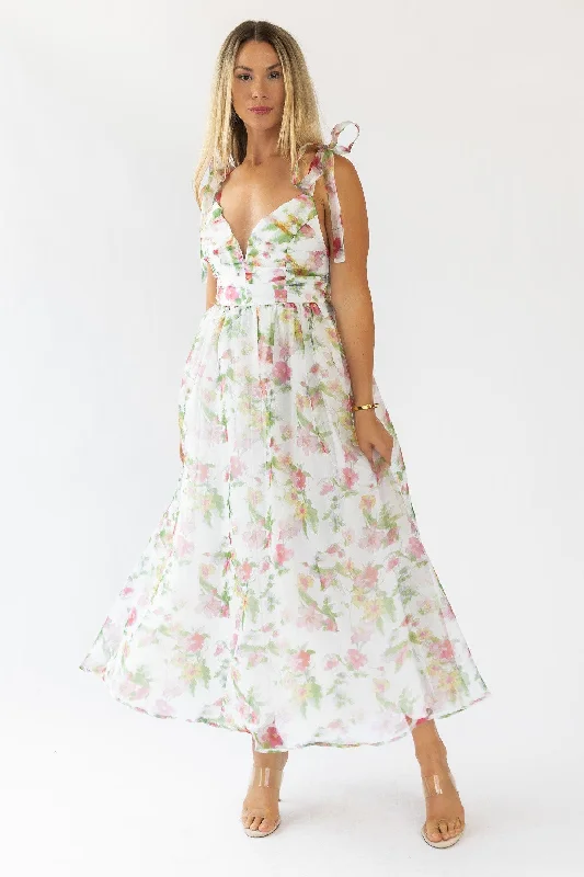 Bargain Bin Thalia Floral Tie Shoulder Maxi Dress - Final Sale