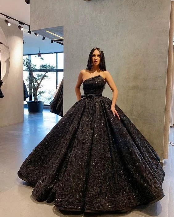 Super Deal Black ball gown sequin fashion prom dress,DS4872
