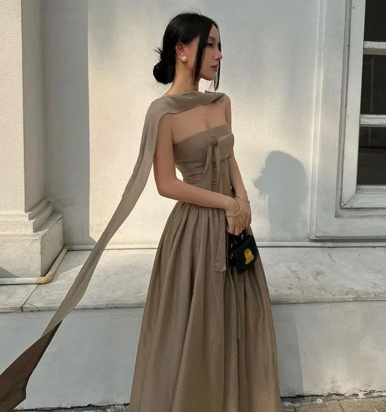 Low Prices Chic Strapless A-Line Chiffon Elegant Long Party Dress,DP1993