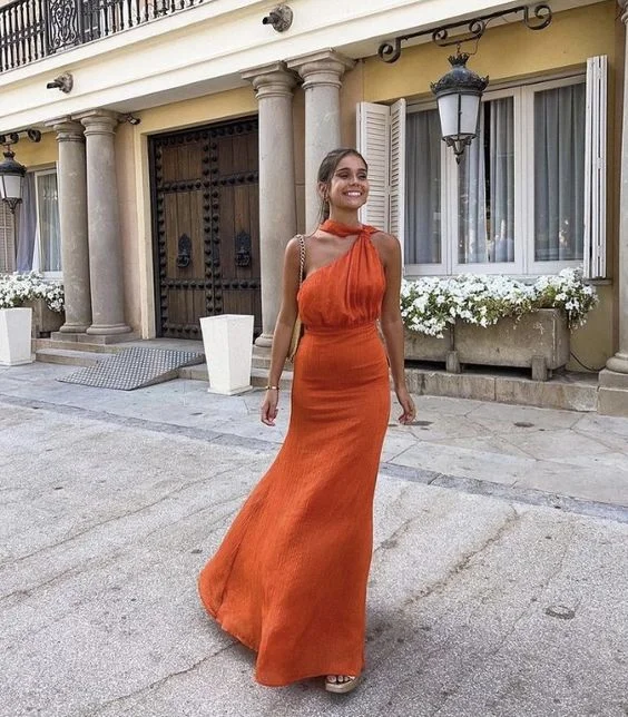 Loyalty Reward Elegant One Shoulder Classy Long Party Dress Wedding Guest Dress,DP1980