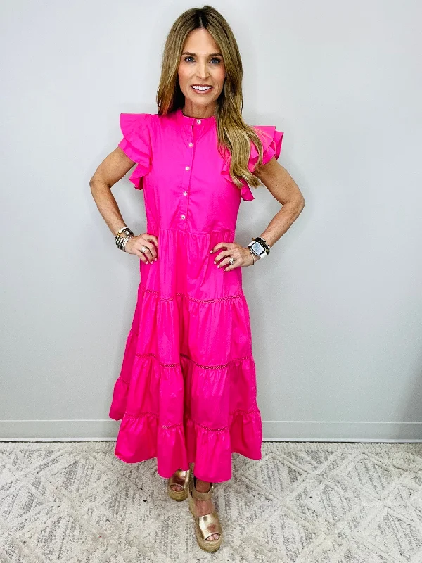 Price Reduction NEW LIPSTICK PINK MIDI DRESS--FLASH SALE
