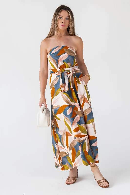 Super Bargain Blue Strapless Wrap Maxi Dress