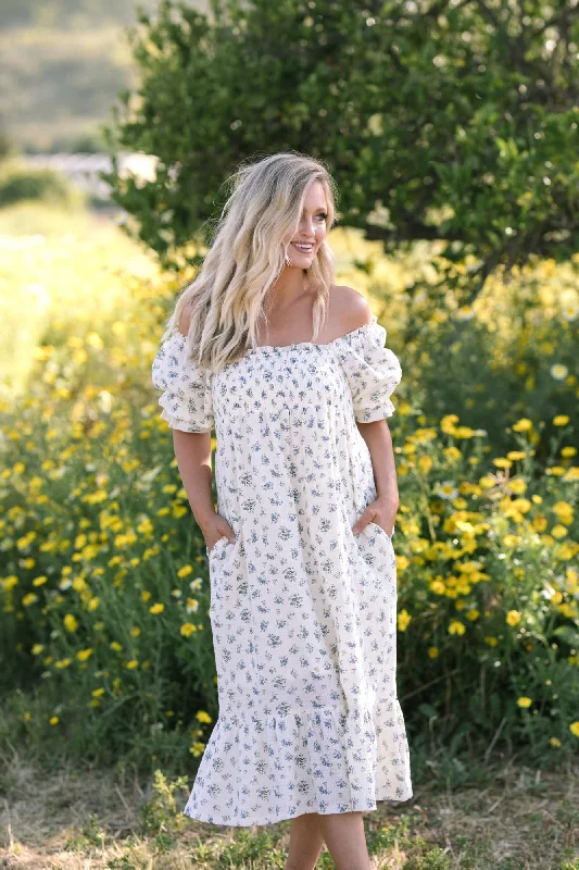Act Fast Ezra Smocked Midi Dress