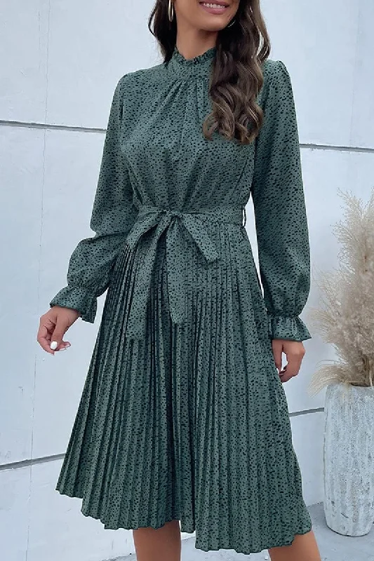 Members Only HIGH NECK PLEATED CASUAL DRESS