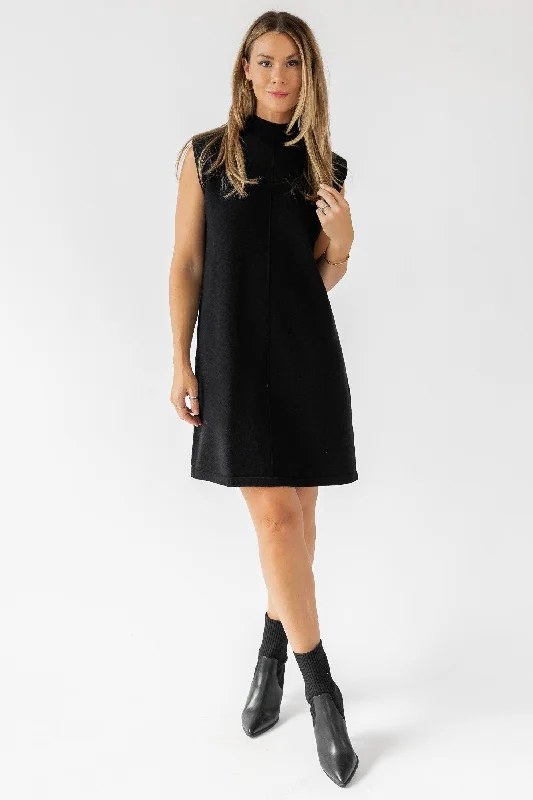 Final Markdown Verona Black Knit Mini Dress - Final Sale
