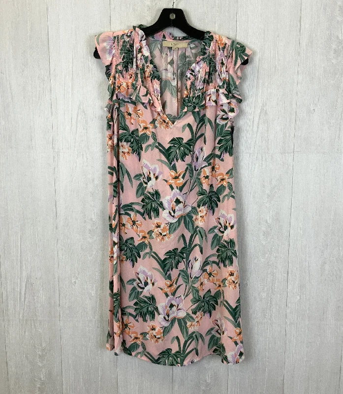 Limited Availability Floral Print Dress Casual Short Loft, Size S