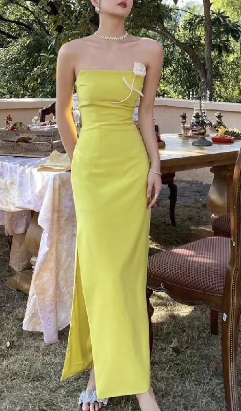 YEAR-End Clearance Green Strapless Elegant Formal Party Dress with Slit,DP1956