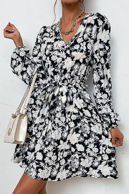 Mega Sale FLORAL PRINTING DRAWSTRING WAIST MIDI DRESS