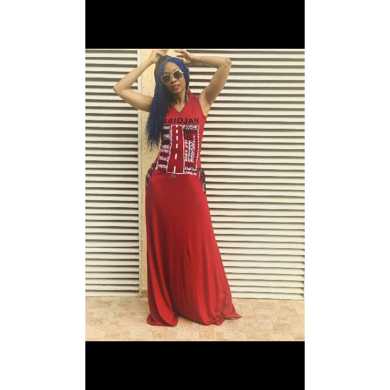 Super Deal LOVE ABIDJAN/LAGOS MAXI HOODED DRESS, SLEEVELESS
