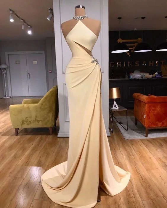 Quick Sale High Neck Sheath Prom Dresses Evening Gown with Beaded,DS14024
