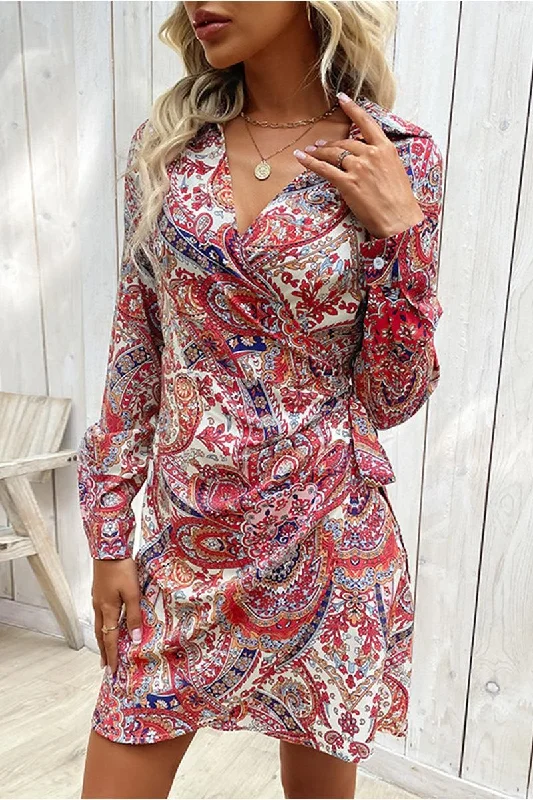 Special Price NEW MULTI PRINTING WRAP STYLE CASUAL DRESS