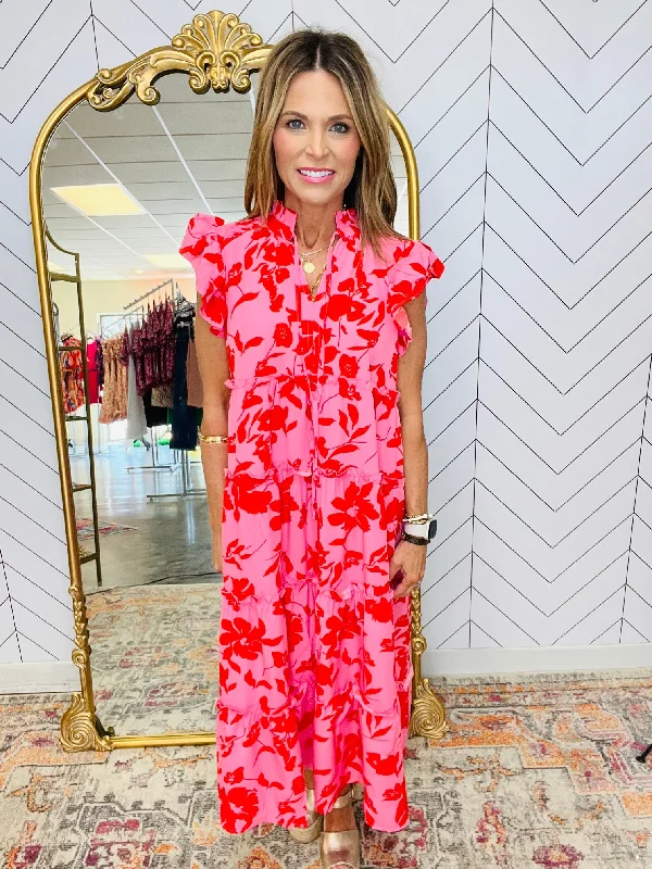 Savings Galore BASKET OF ROSES MIDI DRESS-RESTOCK ALERT
