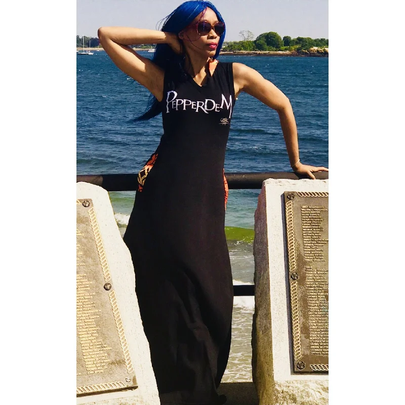 TIME-Limited Offer PepperDem Maxi Hooded Dress, #LAGOS Détail at Back