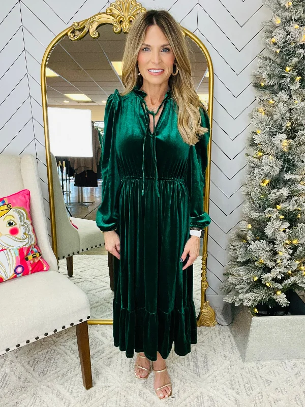 Savings Spectacular CHARLESTON VELVET MIDI DRESS-FLASH SALE