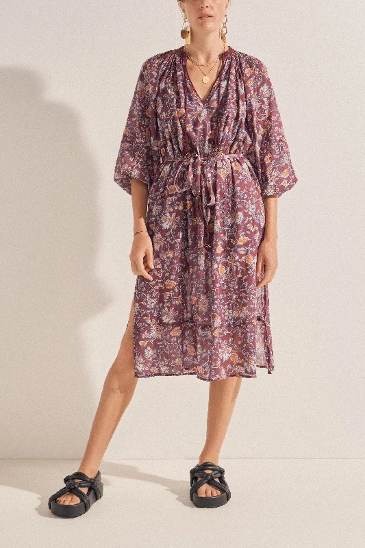 Overstock Peinia Brown Batik Print Dress