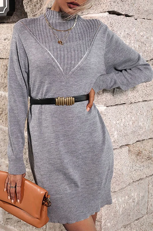 Buy More, Save More HIGH NECK LONG SLEEVE WARM DRESS