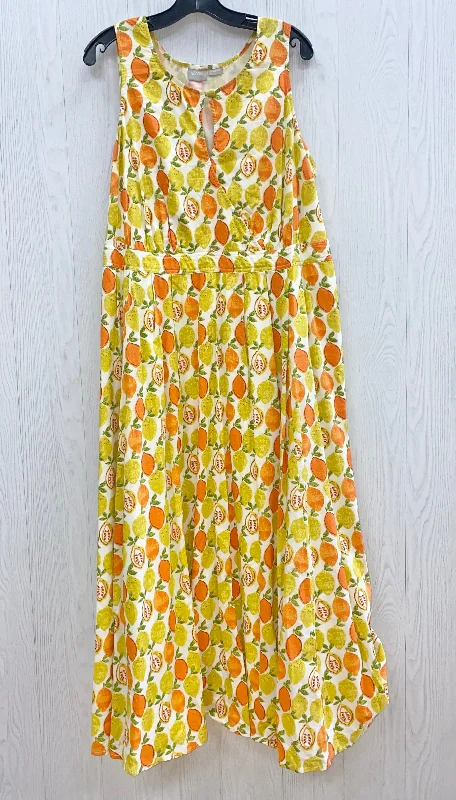 While Supplies Last Orange & Yellow Dress Casual Maxi Eshakti, Size 2x