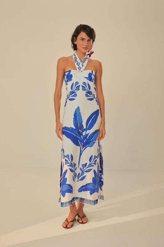 Major Savings Blue Yard Off-White Sleeveless Maxi Dress