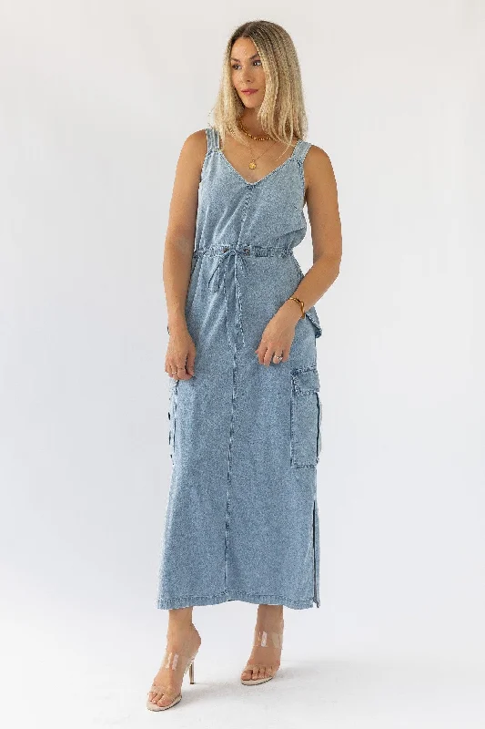 Year-End Sale Huxley Blue Denim Midi Dress - Final Sale