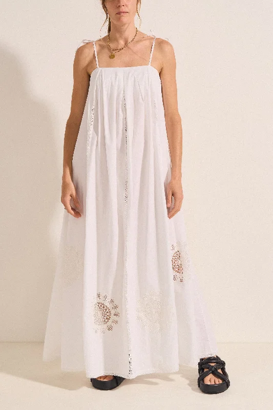 Price Smash Nisus White Cotton Poplin Dress