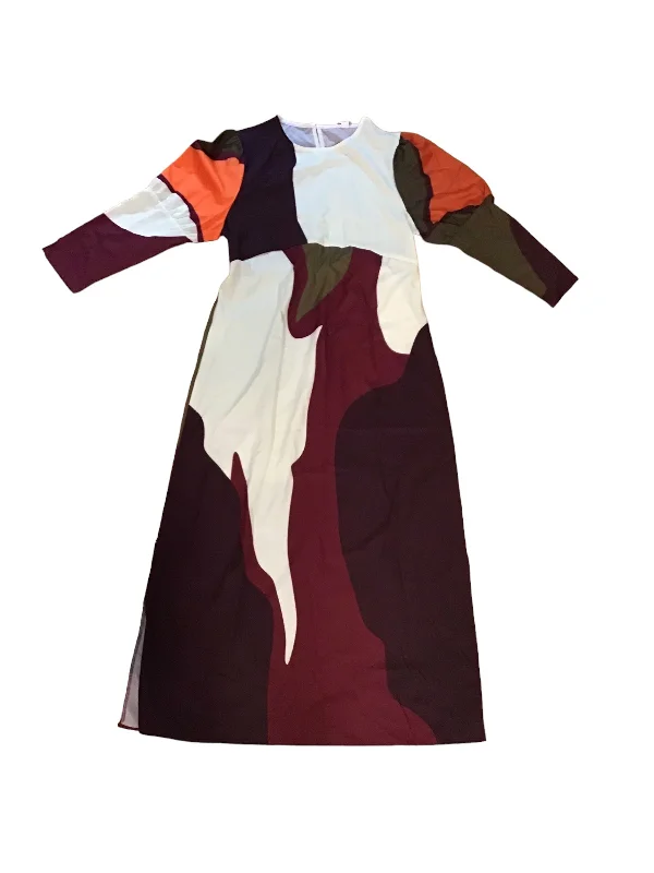 Stock Clearance Multi-colored Dress Casual Midi Clothes Mentor, Size L