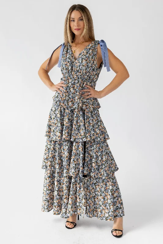 Anniversary Sale Shaina Black Floral Maxi Dress