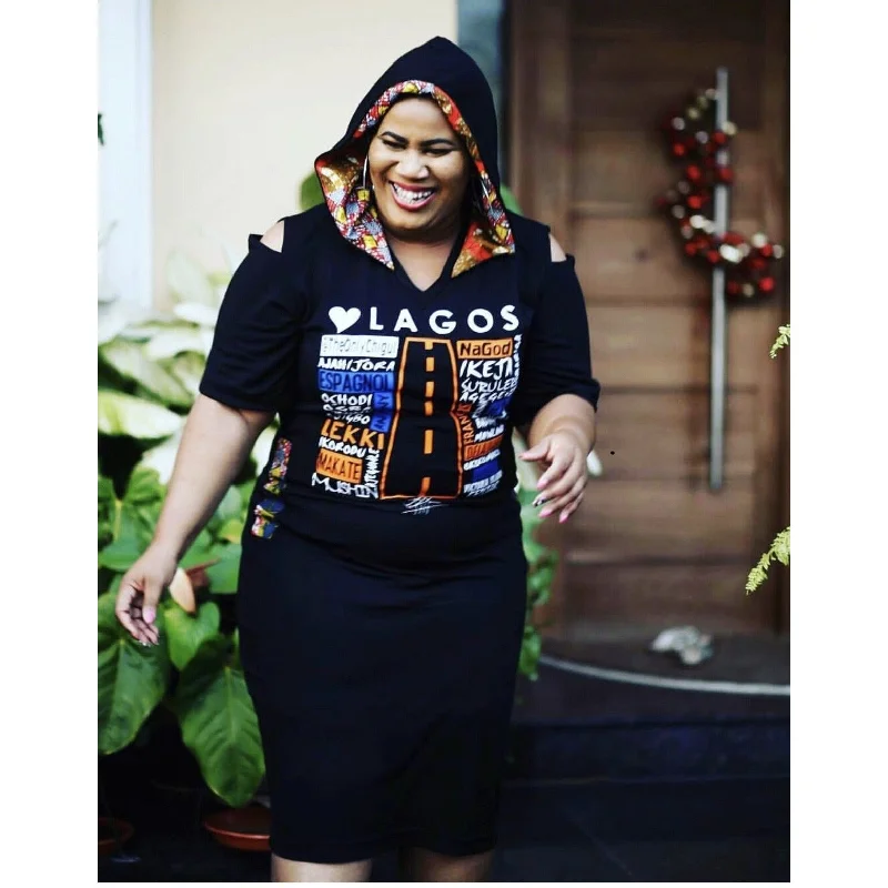 Massive Deals VELVET APPLIQUE LUV MIDI LOVE LAGOS HOODED COLD-SHOULDER DRESS