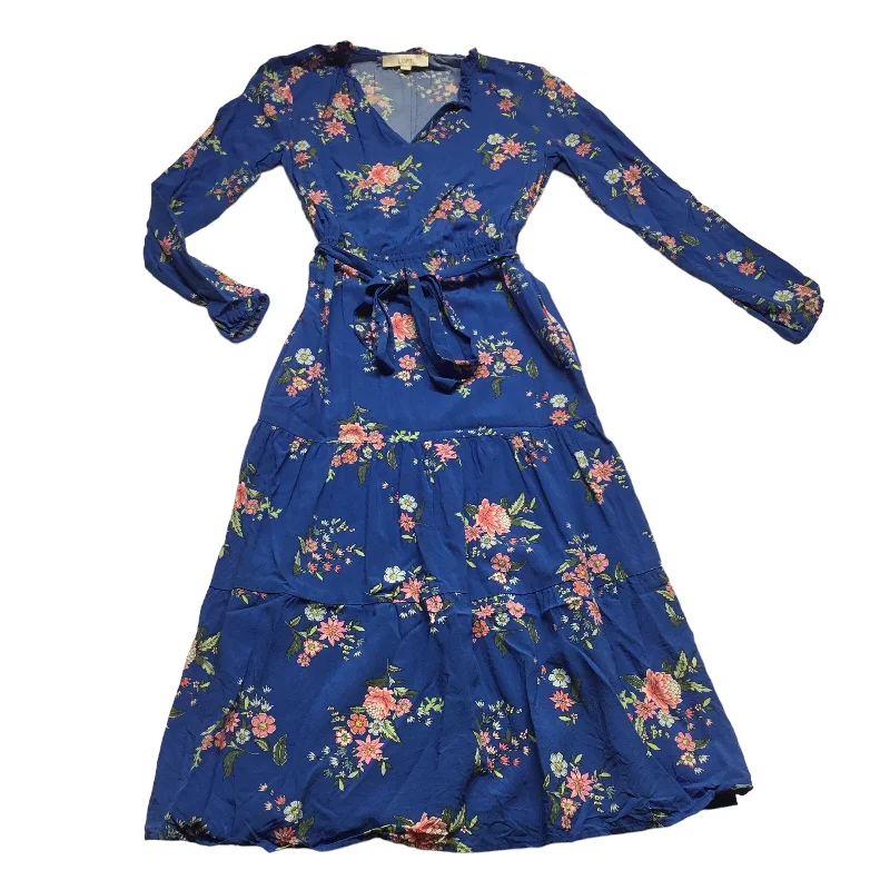 Deal Dash Blue Dress Casual Midi Loft, Size 2
