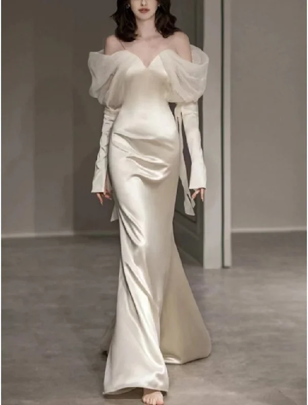 Incredible Offers Ivory Straps Off Shoulder Mermaid Long Prom Dress,DP1901