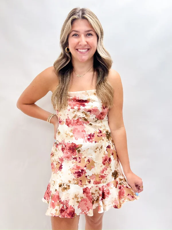 Act Fast Pink Multi Mini Bias Dress